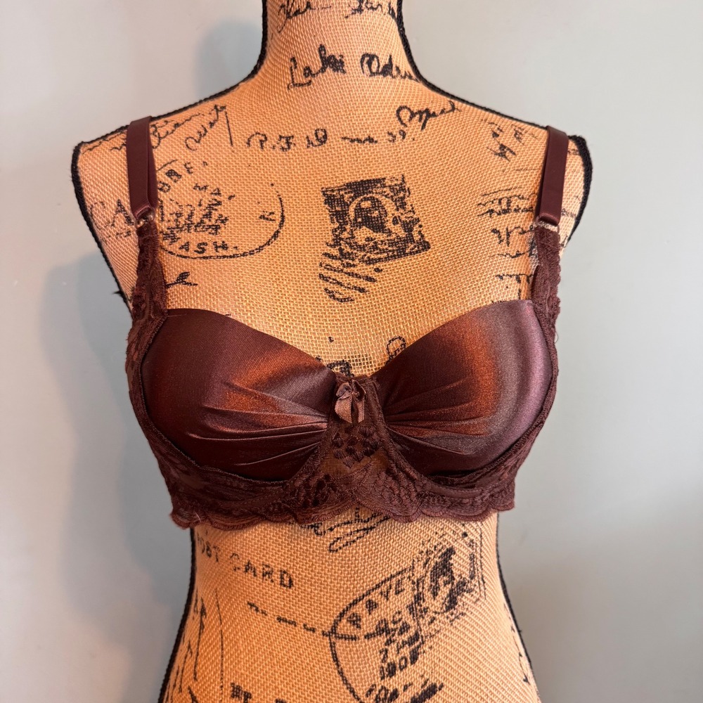 Carnival Lingerie Satin Lace Underwire Bra Brown Style R108 36B